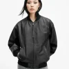 Belle Oversized Leather Bomber Jacket