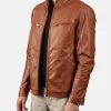 Mens Biker Jacket Brown
