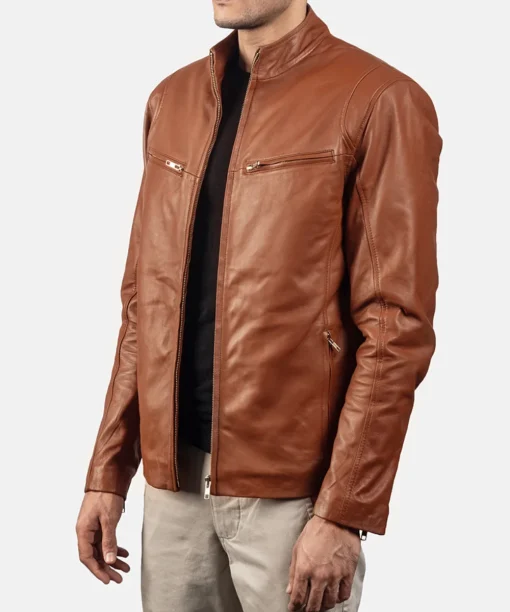 Mens Biker Jacket Brown