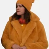 Selena Gomez Only Murders in the Building Season 04 Yellow Fur Crop Jacket