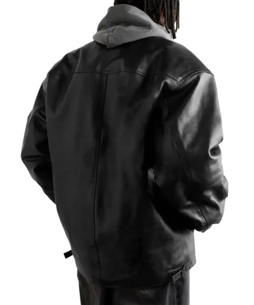 BALENCIAGA Cocoon Kick Oversized Logo-Debossed Leather Jacket