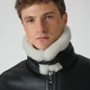 BLACK MENS AVIATOR LEATHER JACKET