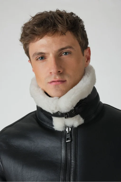 BLACK MENS AVIATOR LEATHER JACKET