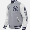 Men's New York Yankees Pro Standard Heather Gray Script Tail Wool Full-Zip Varity Jacket