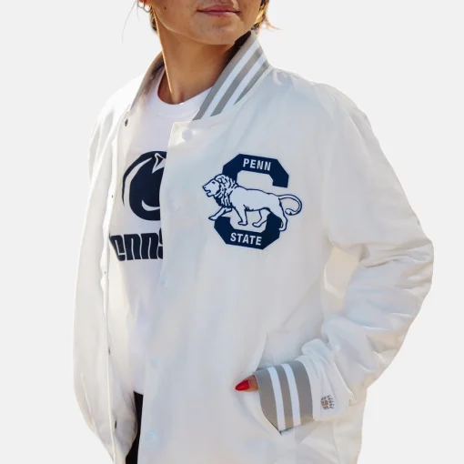 Penn State Nittany Lions White Out Bomber Varsity Jacket