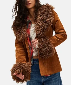 Bella Hadid Brown Fur Coat