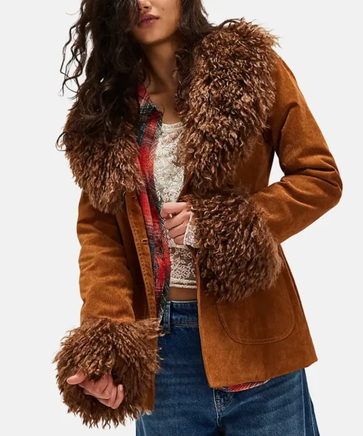 Bella Hadid Brown Fur Coat