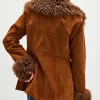 Bella Hadid Brown Fur Suede Leather Coat