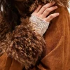 Bella Hadid Brown suede Fur Coat