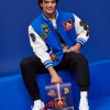 Disney x Macy's Adult Vintage Parade Varsity Bomber Jacket Blue