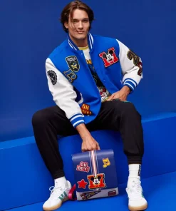 Disney x Macy's Adult Vintage Parade Varsity Bomber Jacket Blue