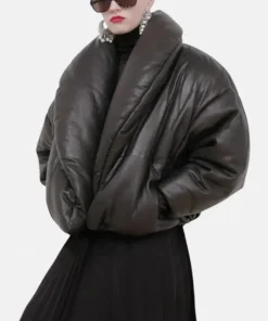 Molly Mae New Winter Style Leather Puffer Jacket
