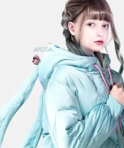 Hatsune Miku Bows and Twintails Blue Green Puffer Jacket