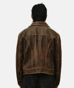 Mens Mutimer Leather Jacket Brown