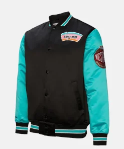 Mens San Antonio Spurs NBA Primetime Heavyweight Satin Jacket By Mitchell & Ness