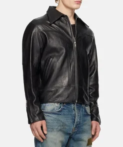 Mens Television Black Leather Motorcycle Jacket