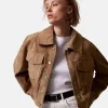 Mint Velvet Brown Suede Cropped Jacket