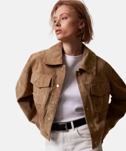 Mint Velvet Brown Suede Cropped Jacket