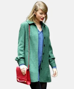 NYC Taylor Swift Wool Green Long Coat For Sale