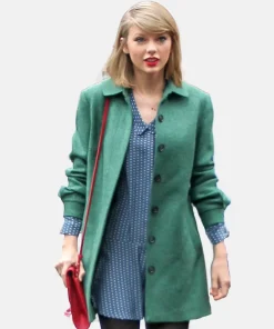 New York City Taylor Swift Wool Green Long Coat For Sale