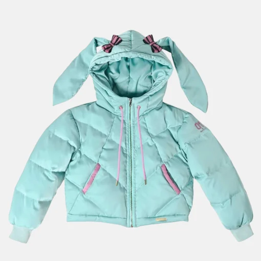 New Hatsune Miku Bows and Twintails Blue Green Down Jacket