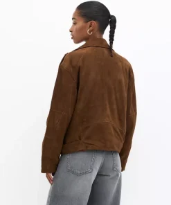 Pull and Bear Suede brown Leather Motorcycle Jacket