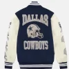Shop OVO x NFL Dallas Cowboys BlueWhite Varsity Bomber Jacket For Men and Wome