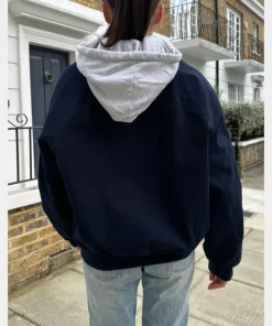 Shop Women Brandy Melville Drew Blue Hooded Jacket