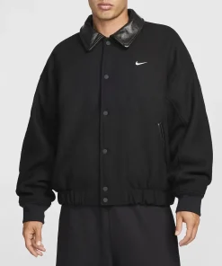 Solo Swoosh Wool Varsity Jacket Black