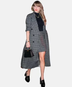 Taylor Swift Black Plaid Long Coat