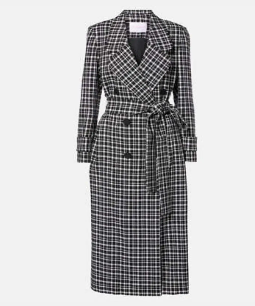 Taylor Swift Carolina Herrera Black Plaid Long Coat