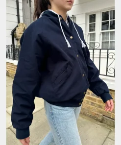 Women Brandy Melville Drew Blue Hooded Jacket