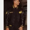 Wu-Tang Black Full-Snap WoolLeather Black Varsity Jacket