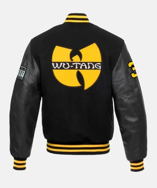 Wu-Tang Black Full-Snap WoolLeather Varsity Jacket