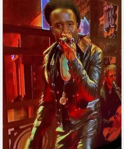 2024 SNL song A Bar Shaboozey Black Leather Jacket.webp