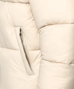 Mens Beige Puffer Hooded Jacket