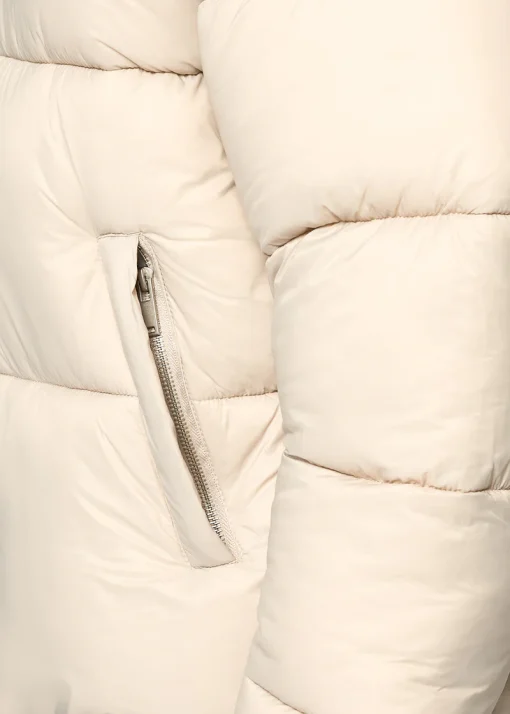 Mens Beige Puffer Hooded Jacket