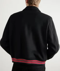 AMIRI Bones Leather-Trimmed Appliquéd Logo-Embroidered Wool-Blend Twill Varsity Jacket