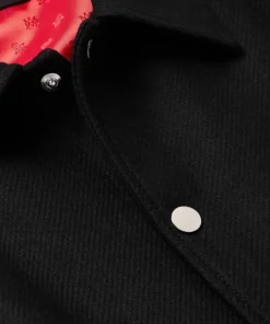 AMIRI Bones Leather Wool-Blend Twill Black and Red Varsity Jacket