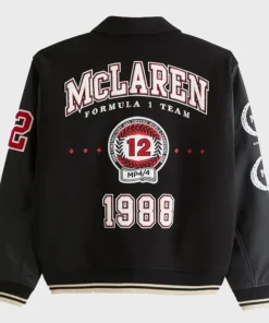 Abercrombie McLaren Varsity Bomber Jacket (Black)