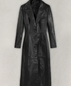 Black Leather Kendall Jenner Trench Coat