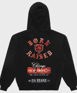 Born x Raised Black Chrome Rocker Pullover Hoodie Chicago Bears
