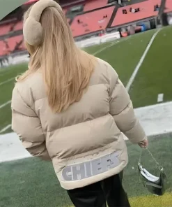 Chiefs Beige Puffer Jacket Brittany Mahomes