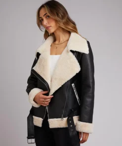 Dakota Johnson Black Leather Aviator Jacket