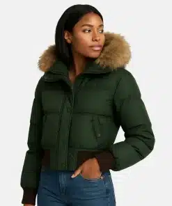 Dsquared2 Down Puffer Racoon Fur Collar And Hooded Cropped Jacket