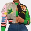 Honor Roll Faux Leather Cropped Varsity Jacket