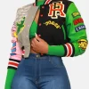 Honor Roll Faux Leather Multicolor Cropped Varsity Jacket
