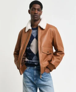 Men’s Aviator B3 Brown Leather Shearling Jacket