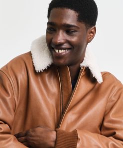 Men’s Aviator Brown Leather Shearling Jacket