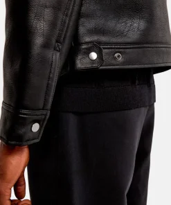 Men’s Aviator Flight Black Leather Shearling Jacket